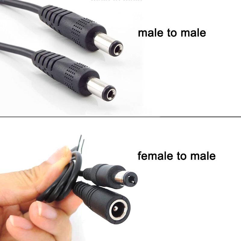 5,5 mm * 2,1 mm nuolatinės srovės 12 V 5 A/3 A maitinimo ilgintuvo laidas kištukinis į kištukinį lizdą / kištukinis maitinimo laidas, skirtas CCTV apsaugos kameroms 0,5 M/1 M/2 M