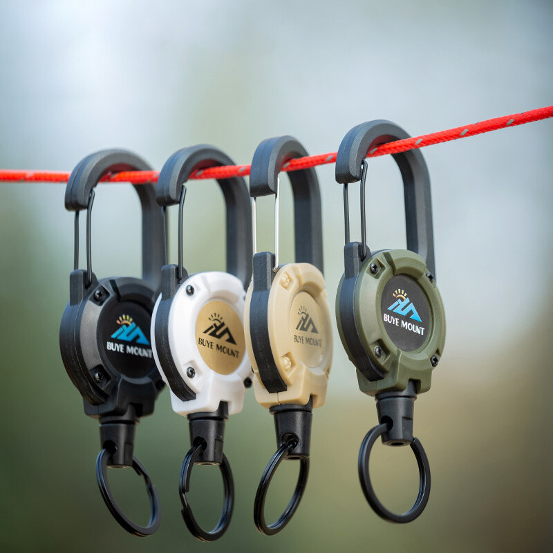 Camping în aer liber tactică, ușor de trage, cataramă retractabilă, funie de sârmă de oțel, multifuncțională, pentru camping, frânghie anti-pierdere