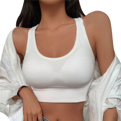 Moda de vară Sexy Crop Top Sutien pentru femei Scobit Spate Curea încrucișată Sutien sport Yoga Lenjerie de corp respirabilă Vestă de fitness pentru femei