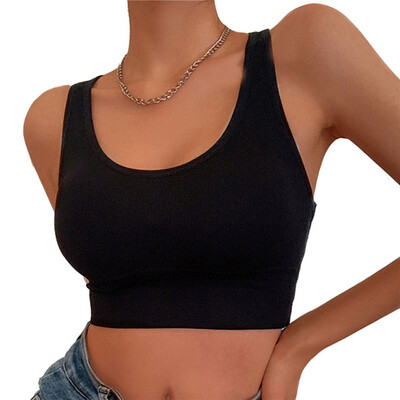 Moda de vară Sexy Crop Top Sutien pentru femei Scobit Spate Curea încrucișată Sutien sport Yoga Lenjerie de corp respirabilă Vestă de fitness pentru femei