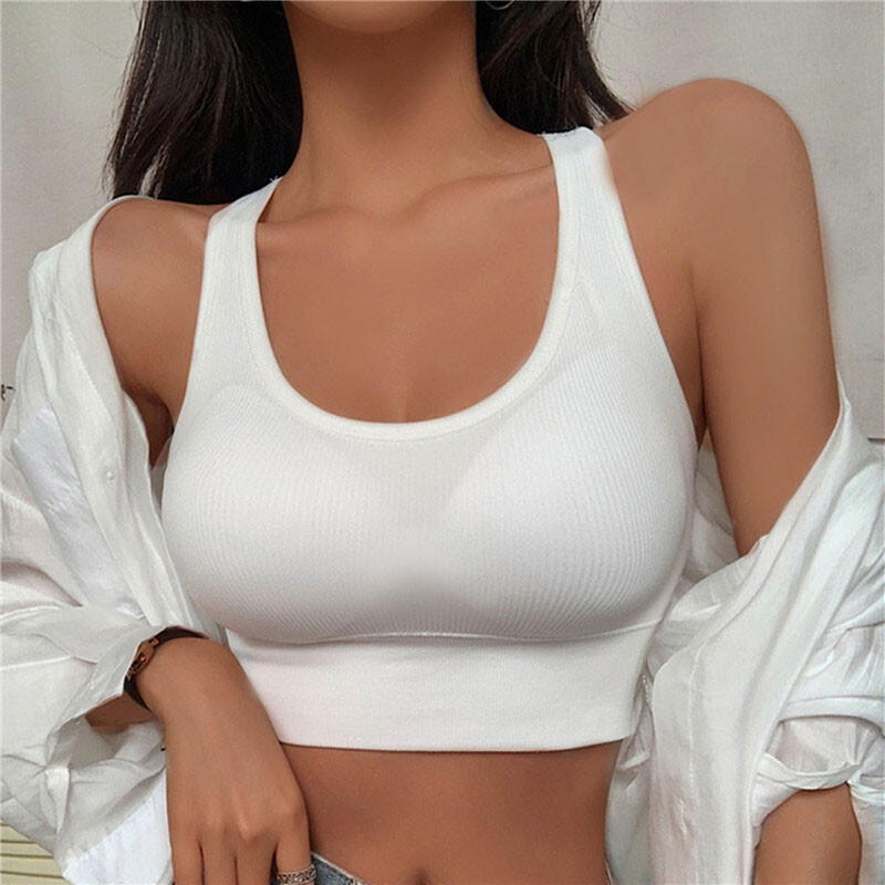 Moda de vară Sexy Crop Top Sutien pentru femei Scobit Spate Curea încrucișată Sutien sport Yoga Lenjerie de corp respirabilă Vestă de fitness pentru femei