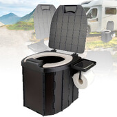 Надстройка на къмпинг тоалетна Преносима сгъваема тоалетна с капак и държач за тоалетна ролка Самоуправляваща се тоалетна за възрастни, аварийна тоалетна за лагер