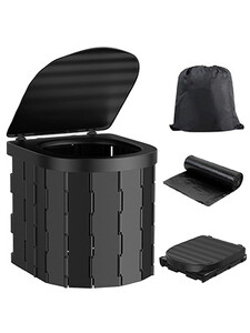 Надстройка на къмпинг тоалетна Преносима сгъваема тоалетна с капак и държач за тоалетна ролка Самоуправляваща се тоалетна за възрастни, аварийна тоалетна за лагер