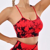 Vestă cu bretele, fără cusături, vopsită în cravată, vestă de yoga pentru femei, vestă de sport pentru sală, pentru alergare, sutien pentru femei, fără suport pentru sutien