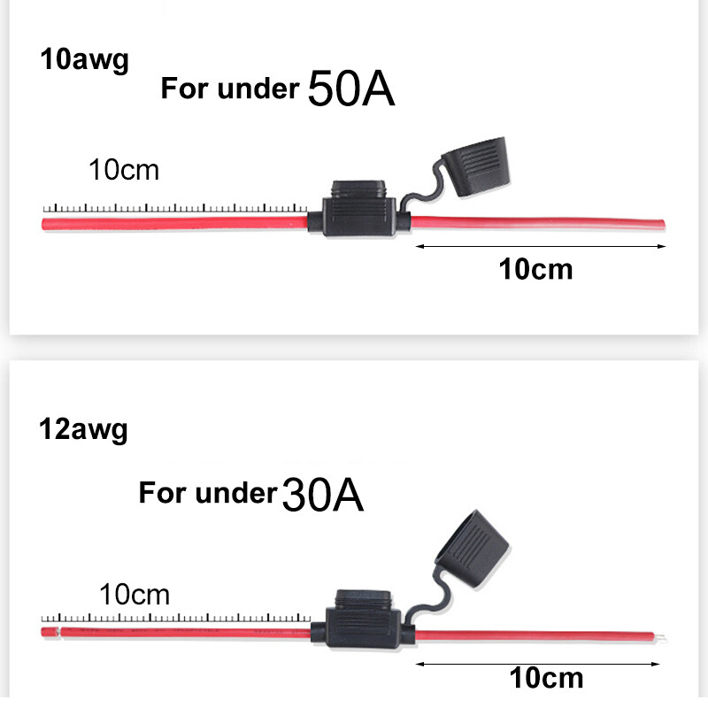 Suport pentru siguranțe auto, mini mic, mediu, impermeabil, 16/14/12/10AWG, cablu de sârmă pentru siguranțe pentru lamă auto, 10A 20A 30A 50A priză de alimentare