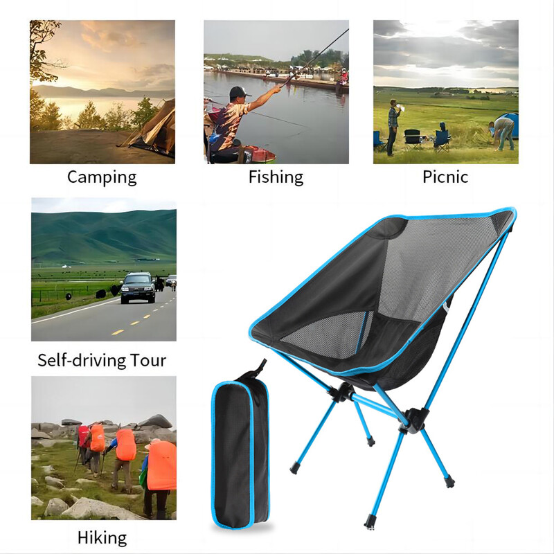Scaun portabil pliabil de camping, pescuit, plajă, șezlonguri de călătorie pliabile, ultraușoare, drumeții în natură, pentru relaxare, în aer liber, scaune ușoare
