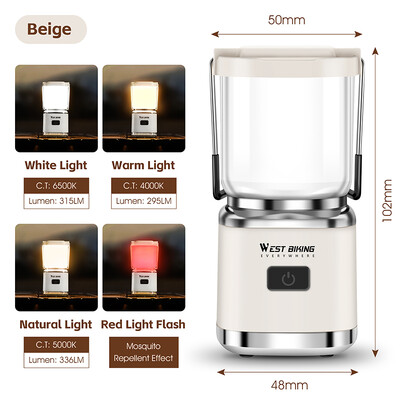 WEST BIKING Lumină portabilă de camping cu lanternă de camping reîncărcabilă magnetică prin USB Lanternă cu LED în aer liber pentru cort pentru tabără