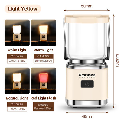 WEST BIKING Lumină portabilă de camping cu lanternă de camping reîncărcabilă magnetică prin USB Lanternă cu LED în aer liber pentru cort pentru tabără