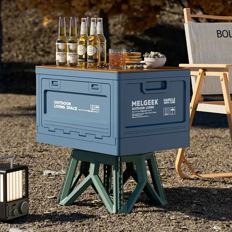 Cutie de depozitare pentru camping, organizator de portbagaj, cutie de camping pentru picnic, bancă pliabilă pentru mașină și masă de tocat