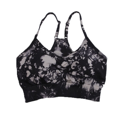 CHRLEISURE Tie Dye Sutien sport Lenjerie de fitness pentru femei cu pernă pentru piept Elastic Slim Antrenament Tank Top Vesta atletică Îmbrăcăminte de gimnastică