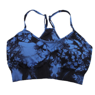 CHRLEISURE Tie Dye Sutien sport Lenjerie de fitness pentru femei cu pernă pentru piept Elastic Slim Antrenament Tank Top Vesta atletică Îmbrăcăminte de gimnastică