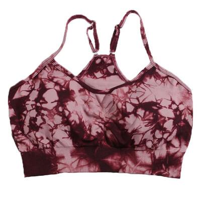 CHRLEISURE Tie Dye Sutien sport Lenjerie de fitness pentru femei cu pernă pentru piept Elastic Slim Antrenament Tank Top Vesta atletică Îmbrăcăminte de gimnastică