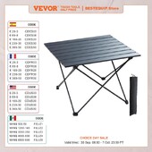 VEVOR Masă pliabilă pentru camping, picnic, grătar, ultraușoară, din aluminiu, pentru plajă, cu geantă de transport, pentru pescuit, drumeții, auto conduce