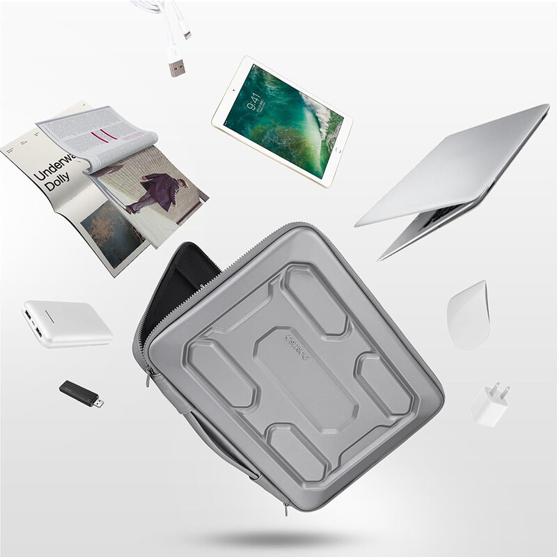 Puzdro na notebook 14, 15,6" a 17" s rukoväťou, nárazuvzdorné, vodotesné, z EVA materiálu, strieborné