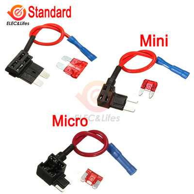 5Pc 12V θήκη ασφάλειας αυτοκινήτου Blade Car Add-a-circuit TAP Adapter Micro Mini Standard ATM APM Blade Automotive Fuse With 10AMP Fuse Wire