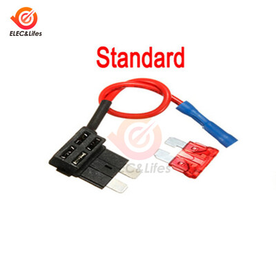 5 db 12 V-os autós biztosítéktartó Hozzáadható áramköri TAP Adapter Micro Mini Standard ATM APM Blade autóipari biztosíték 10 A AMP biztosíték vezetékkel