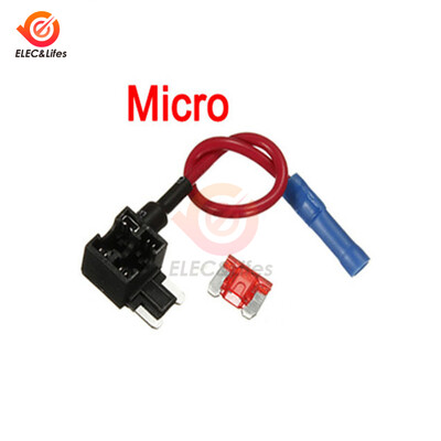 5 db 12 V-os autós biztosítéktartó Hozzáadható áramköri TAP Adapter Micro Mini Standard ATM APM Blade autóipari biztosíték 10 A AMP biztosíték vezetékkel