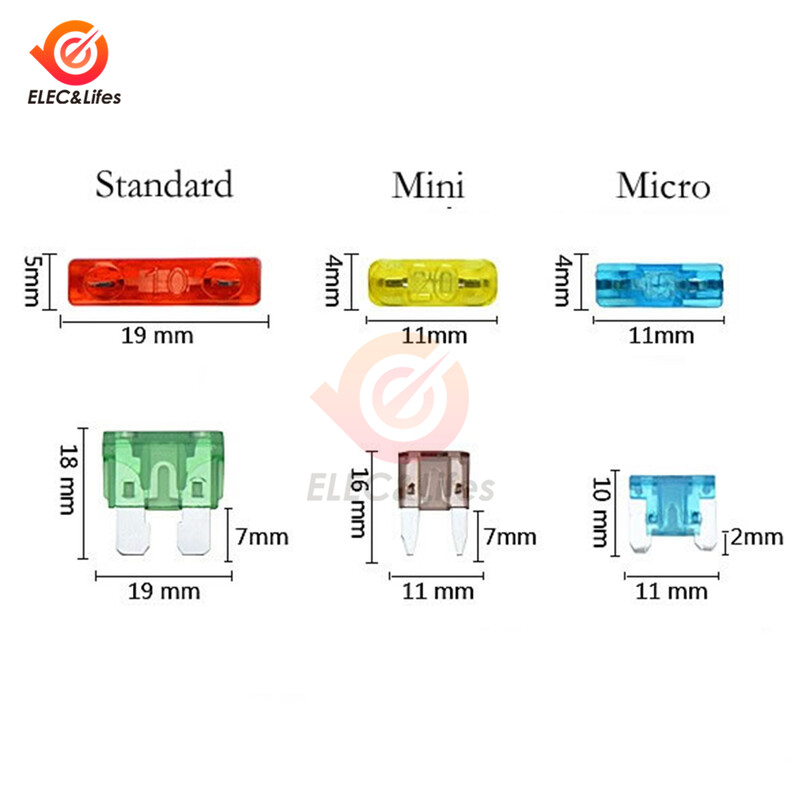 5 tk 12 V auto teraga kaitsmehoidik, vooluringi lisav TAP-adapter Micro Mini Standard ATM APM Blade autokaitse koos 10A AMP kaitsmejuhtmega