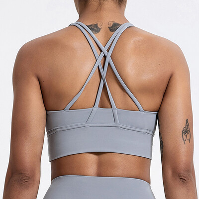 Sexy športová podprsenka, nárazuvzdorný top na telocvični, dámske oblečenie na jogu, krížový chrbát, dámska fitness podprsenka, rýchloschnúci tréningový top