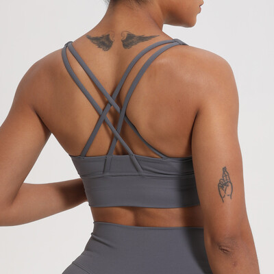 Sexy športová podprsenka, nárazuvzdorný top na telocvični, dámske oblečenie na jogu, krížový chrbát, dámska fitness podprsenka, rýchloschnúci tréningový top