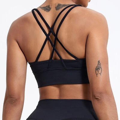 Sexy športová podprsenka, nárazuvzdorný top na telocvični, dámske oblečenie na jogu, krížový chrbát, dámska fitness podprsenka, rýchloschnúci tréningový top