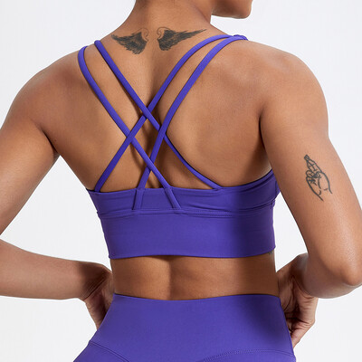 Sexy športová podprsenka, nárazuvzdorný top na telocvični, dámske oblečenie na jogu, krížový chrbát, dámska fitness podprsenka, rýchloschnúci tréningový top