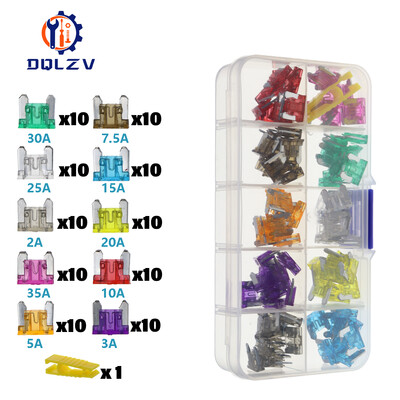 Autóbiztosíték 5/7.5/10/15/20/25/30/35/40A Mini/Kis/Közepes 32V-os autóipari penge típusú cinkötvözet biztosíték dobozkapcsos