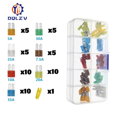 Autóbiztosíték 5/7.5/10/15/20/25/30/35/40A Mini/Kis/Közepes 32V-os autóipari penge típusú cinkötvözet biztosíték dobozkapcsos