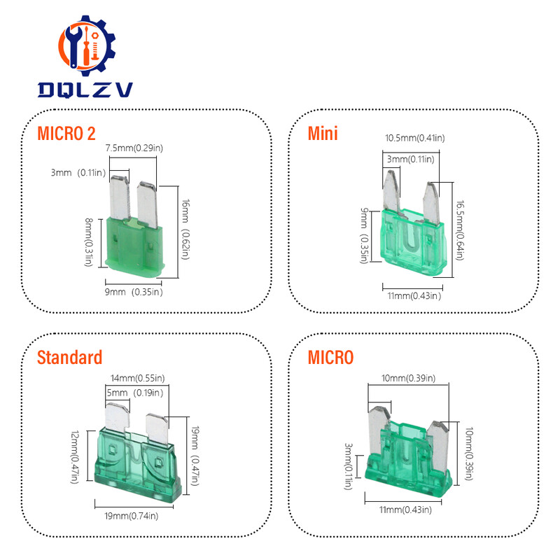 Automobilio saugiklis 5/7.5/10/15/20/25/30/35/40A mini/mažas/vidutinis 32 V automobilių peilio tipo cinko lydinio saugiklis su dėžutės spaustuku