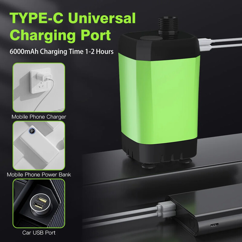 Kempingo dušo siurblys RV lauko dušo komplektas Kempingas dušas su viso ekrano išmaniuoju skaitmeniniu ekranu, reguliuojamu 6000 mAh dušo komplektu