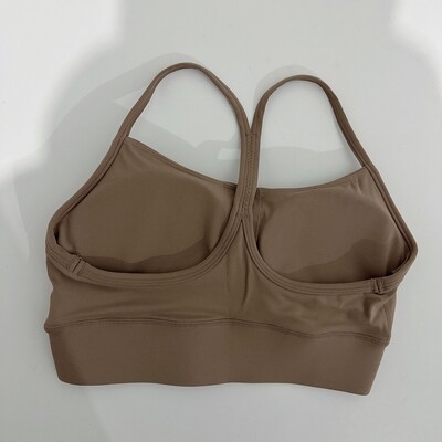 Dámska jednofarebná športová podprsenka s popruhmi v tvare Y, vysoká pevnosť, komplexný tréningový top s výstužou na jogu a hrudníkom