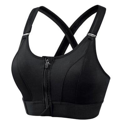 Sutiene sport pentru femei Colanți Crop Top Vestă de yoga Fermoar în față Curea reglabilă de dimensiuni mari Rezistent la șoc Sutien atletic de fitness