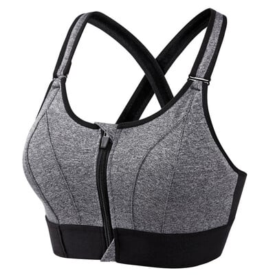Sutiene sport pentru femei Colanți Crop Top Vestă de yoga Fermoar în față Curea reglabilă de dimensiuni mari Rezistent la șoc Sutien atletic de fitness