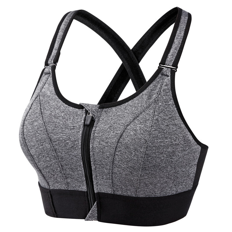 Sutiene sport pentru femei Colanți Crop Top Vestă de yoga Fermoar în față Curea reglabilă de dimensiuni mari Rezistent la șoc Sutien atletic de fitness