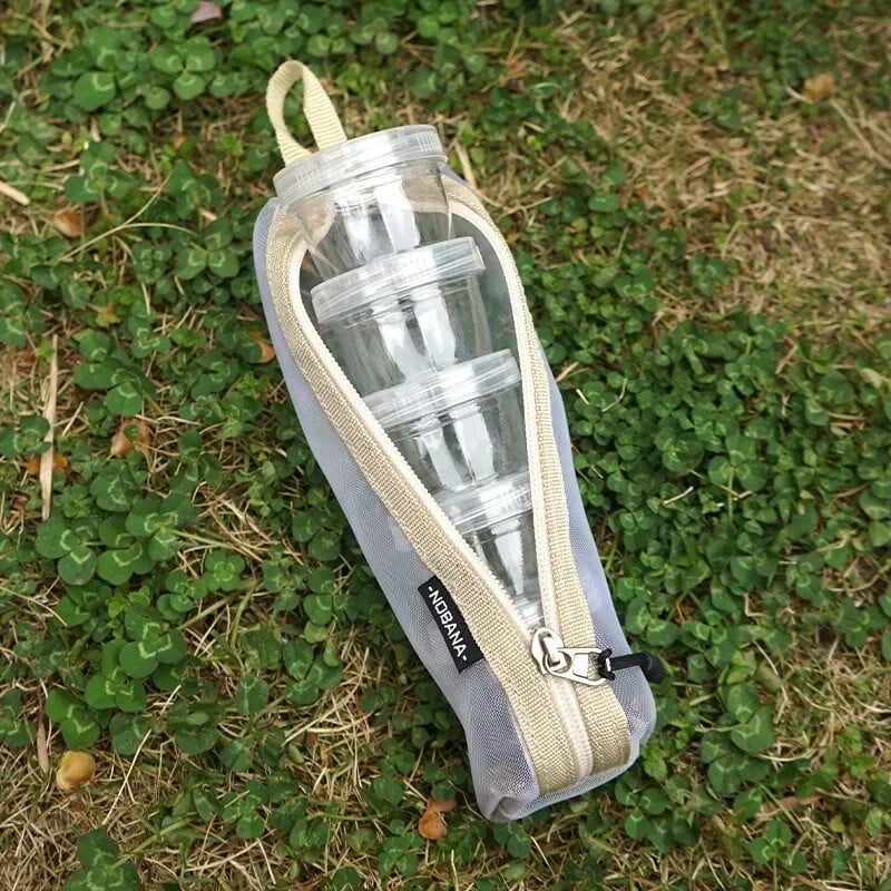 Nešiojamas kelioninis kempingo prieskonių rinkinys Prieskonių talpyklos maišelis su 5 skaidriais prieskonių buteliais Kelionių prieskonių laikiklio prieskonių indelių rinkinys