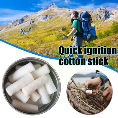 Outdoor Camping Paraffin tampon túlélési tűz indító zsinór indító zsinór Természetes szerszám Tűzkötél készlet Kemping viaszfonatos felszerelés Tinder H9F3