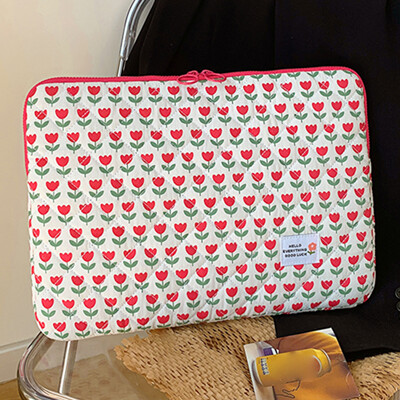 Κάλυμμα με φερμουάρ τσάντας υπολογιστή με μαλακή επένδυση, χαριτωμένη τσάντα notebook λουλουδιών κατάλληλη για φορητούς υπολογιστές 13 έως 15 ιντσών