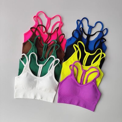 Légáteresztő női sportmelltartó ütésálló fitnesz felsők Gym Crop top melltartó Push Up sportmelltartók edzőtermi felső Seamless jóga melltartó