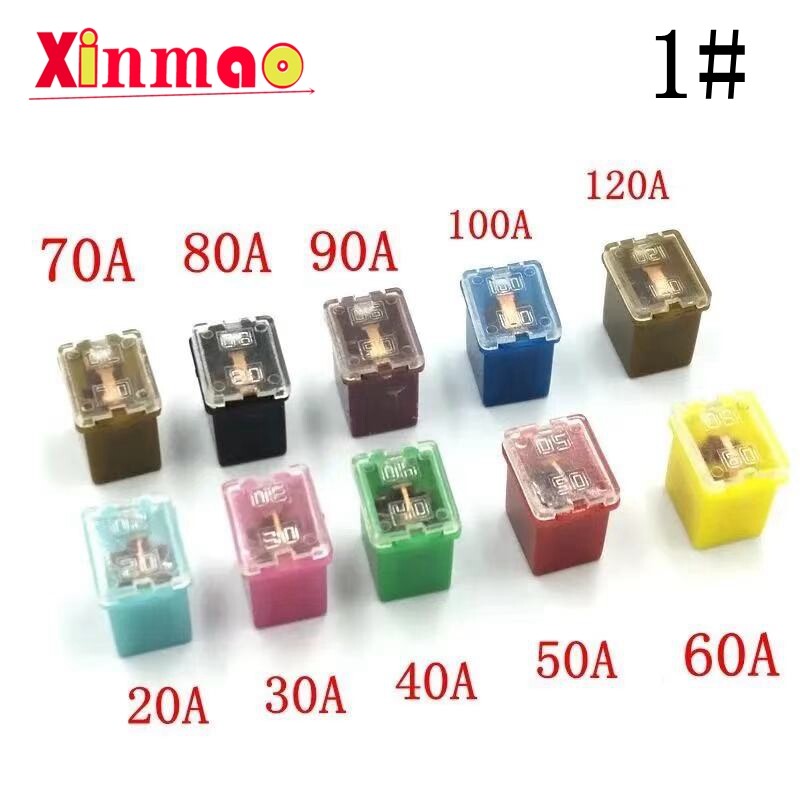 2vnt Automobiliai Automobilių sunkvežimių furgonas kvadratinis Saugiklis ilgų pėdų kištukas Saugiklis 20A 30A 40A 50A 60A 70A 80A 90A 100A 120A