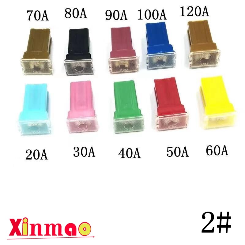 2vnt Automobiliai Automobilių sunkvežimių furgonas kvadratinis Saugiklis ilgų pėdų kištukas Saugiklis 20A 30A 40A 50A 60A 70A 80A 90A 100A 120A