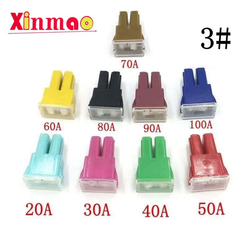 2vnt Automobiliai Automobilių sunkvežimių furgonas kvadratinis Saugiklis ilgų pėdų kištukas Saugiklis 20A 30A 40A 50A 60A 70A 80A 90A 100A 120A