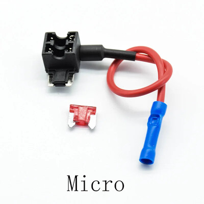 2 db Mikro/Mini/Szabvány méretű 12 V-os autós biztosítéktartó Hozzáadható áramkör Piggy Back Fuse TAP adapter 10 ATM lapátos biztosítékkal