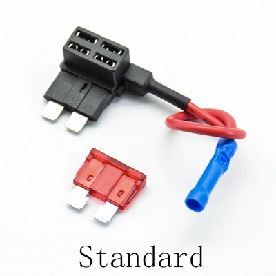 2 db Mikro/Mini/Szabvány méretű 12 V-os autós biztosítéktartó Hozzáadható áramkör Piggy Back Fuse TAP adapter 10 ATM lapátos biztosítékkal