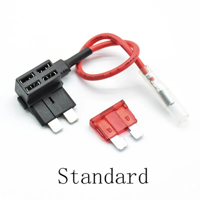 2 db Mikro/Mini/Szabvány méretű 12 V-os autós biztosítéktartó Hozzáadható áramkör Piggy Back Fuse TAP adapter 10 ATM lapátos biztosítékkal
