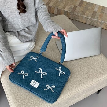 Дънкова чанта за лаптоп Bowknot Heart Sleeve Bag за Macbook за Ipad Pro за Thinkpad Lenovo HP Dell Notebook PC Компютър Таблет