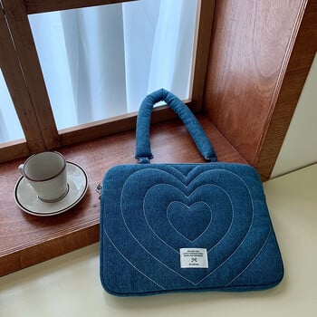 Дънкова чанта за лаптоп Bowknot Heart Sleeve Bag за Macbook за Ipad Pro за Thinkpad Lenovo HP Dell Notebook PC Компютър Таблет