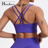 Sutien sport push up Top de gimnastică Femei Îmbrăcăminte de yoga Sutien de yoga cu spate încrucișat Femei Alergare Fitness Crop Top Sutien de antrenament rezistent la șocuri