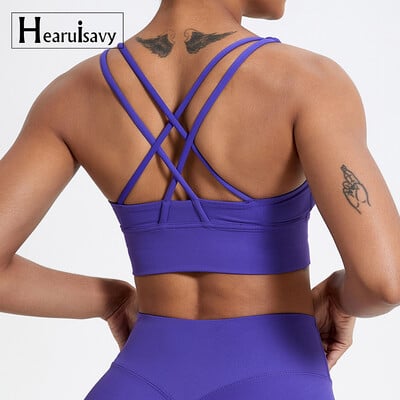 Push up sportmelltartó Gym Felső Női Jóga Ruházat Cross Back Jóga Melltartó Női Futó Fitness Crop Top Ütésálló edzés melltartó