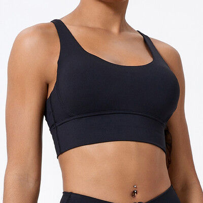 Sutien sport push up Top de gimnastică Femei Îmbrăcăminte de yoga Sutien de yoga cu spate încrucișat Femei Alergare Fitness Crop Top Sutien de antrenament rezistent la șocuri