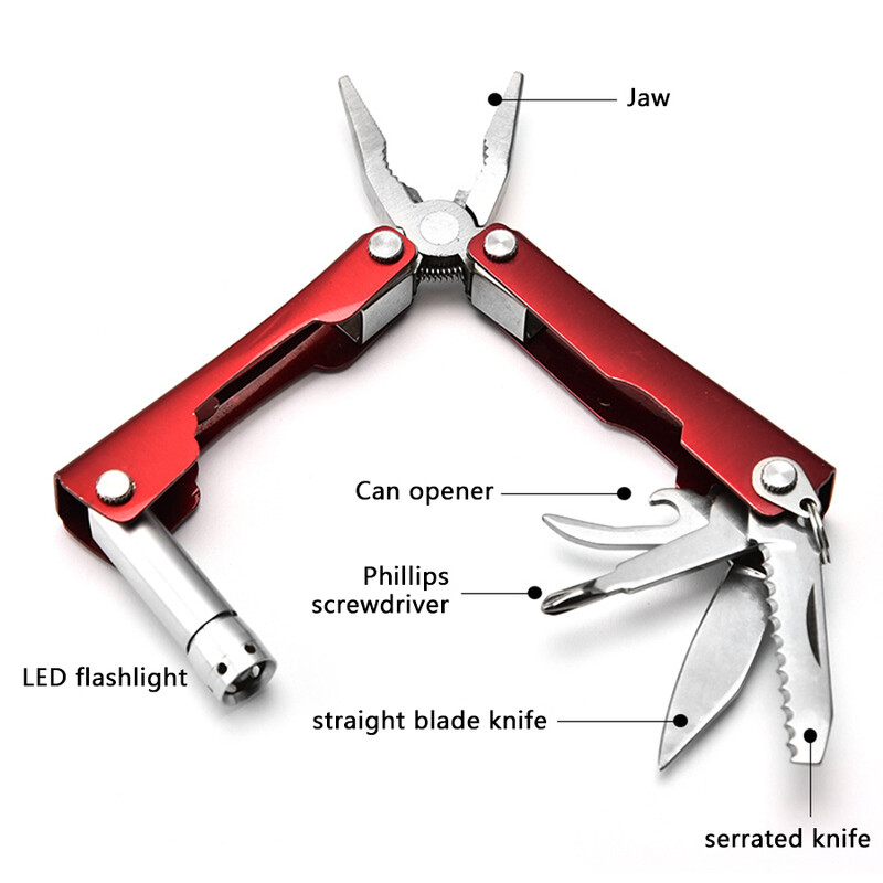 Instrument multifuncțional în aer liber pentru camping, portabil, din oțel inoxidabil, unelte multifuncționale pliabile, pentru supraviețuire de urgență, clește cuțit